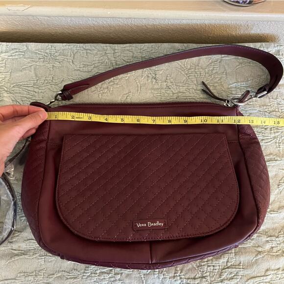 Vera Bradley Leather Carson Shoulder Bag In Mulled Wine Quilted NWOT - Picture 8 of 14